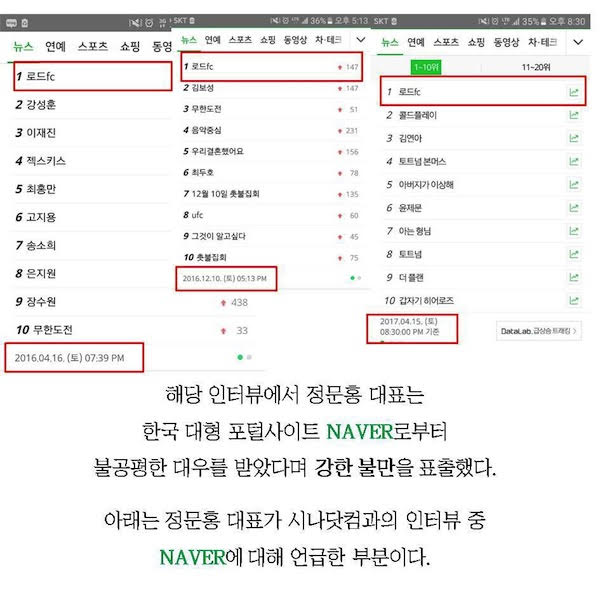 ROAD FC official statement on news manipulation by Naver, South Korea's dominant web portal -