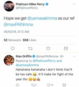 Mike Perry and Max Griffin share banter criticising Mario Yamasaki -