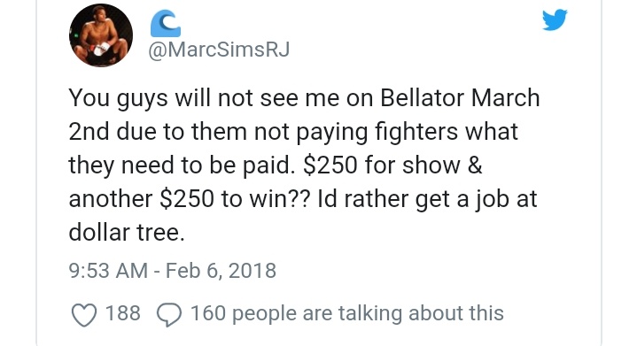 Fighter revealed on twitter that Bellator MMA offered him $250 contract with a death waiver in it -