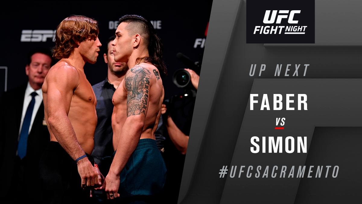 UFC Fight Night 155 Results - Urijah Faber Starches Ricky Simon in 45 secs of the First Round -
