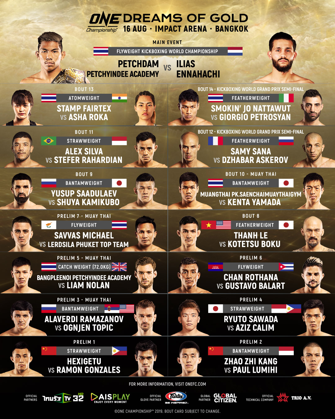 ONE: DREAMS OF GOLD Will Be a Muay Thai And Kickboxing Bonanza -