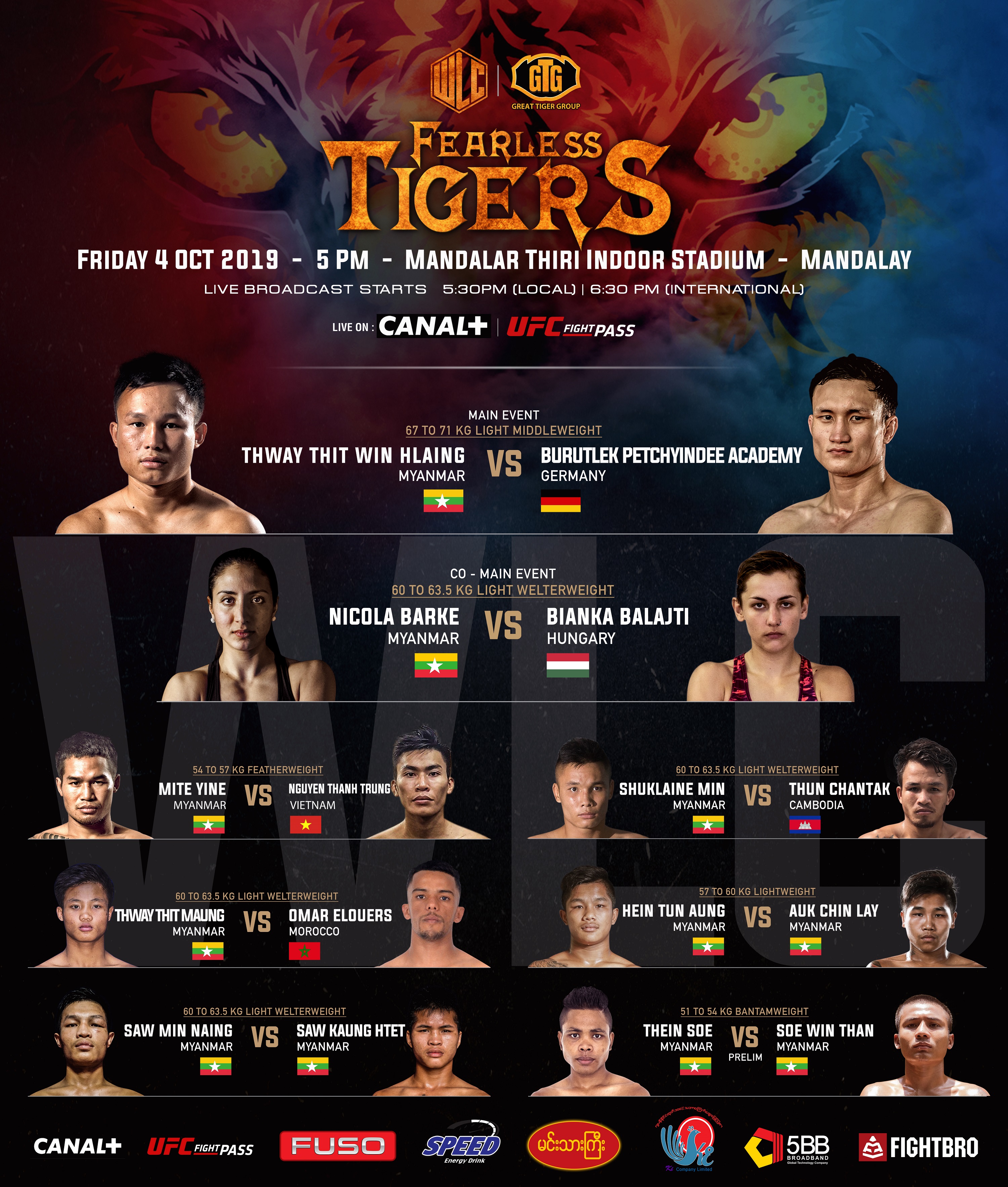 FULL FIGHT CARD FOR WLC: FEARLESS TIGERS RELEASED -