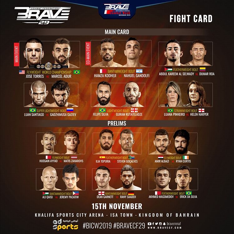 Title fight, rising stars and 16 nations represented at BRAVE CF 29's blockbuster card - BraveCF29