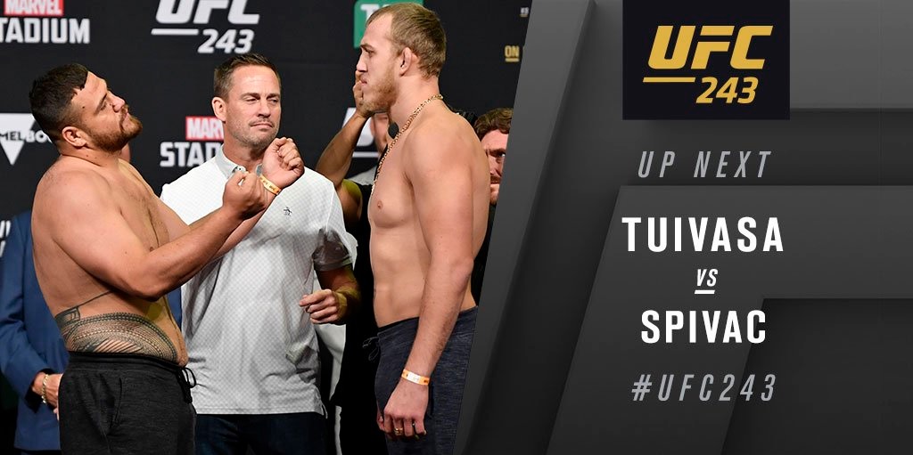 UFC 243 Results - Serghei Spivac Chokes Out Heavy Favourite Tai Tuivasa in Round 2 -