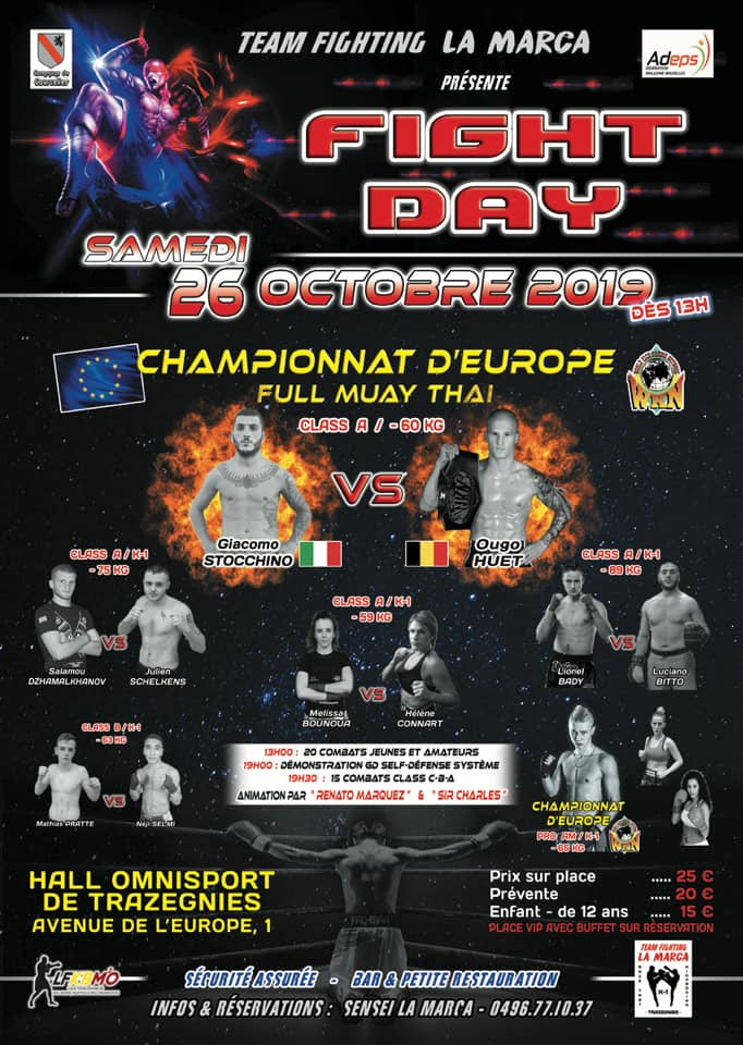 Fight Day Trazegnies: Huet vs. Stocchino for WKN European Featherweight title in Muay Thai - WKNMMA